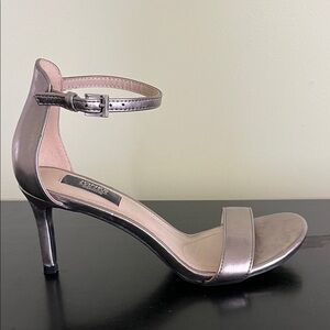 Jones New York Penelope Silver Ankle Strap Heels